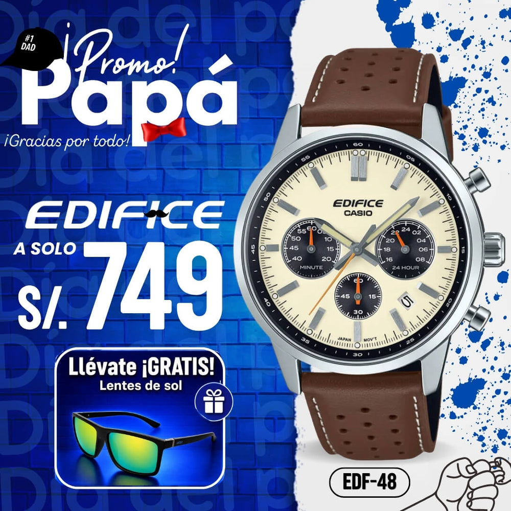 Reloj Edifice EFR-575L-7A Hombre Cuero Marrón