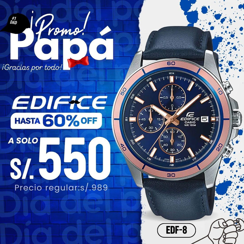 Reloj Edifice EFR-526L-2AV Hombre Cuero Azul