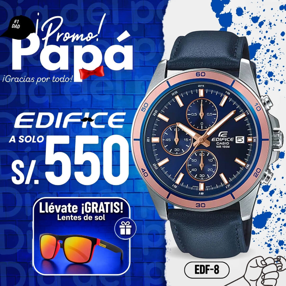 Reloj Edifice EFR-526L-2AV Hombre Cuero Azul