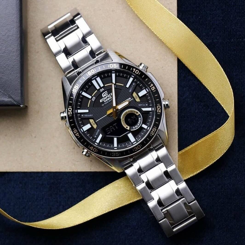 Reloj Edifice Plateado EFV-C100D-1B, diseño deportivo y elegante con correa de acero resistente.