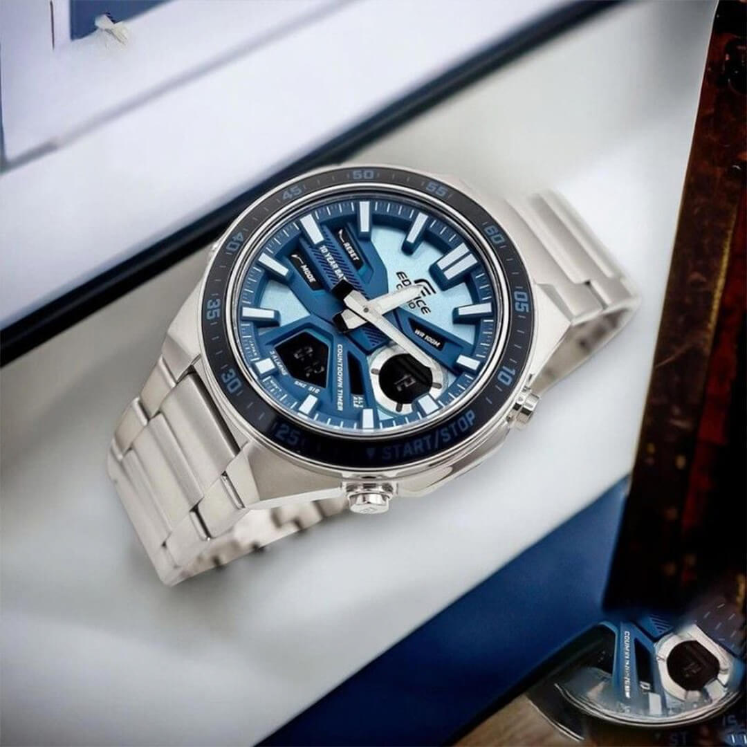 Reloj Edifice EFV-C110D-2B Hombre Acero Plateado