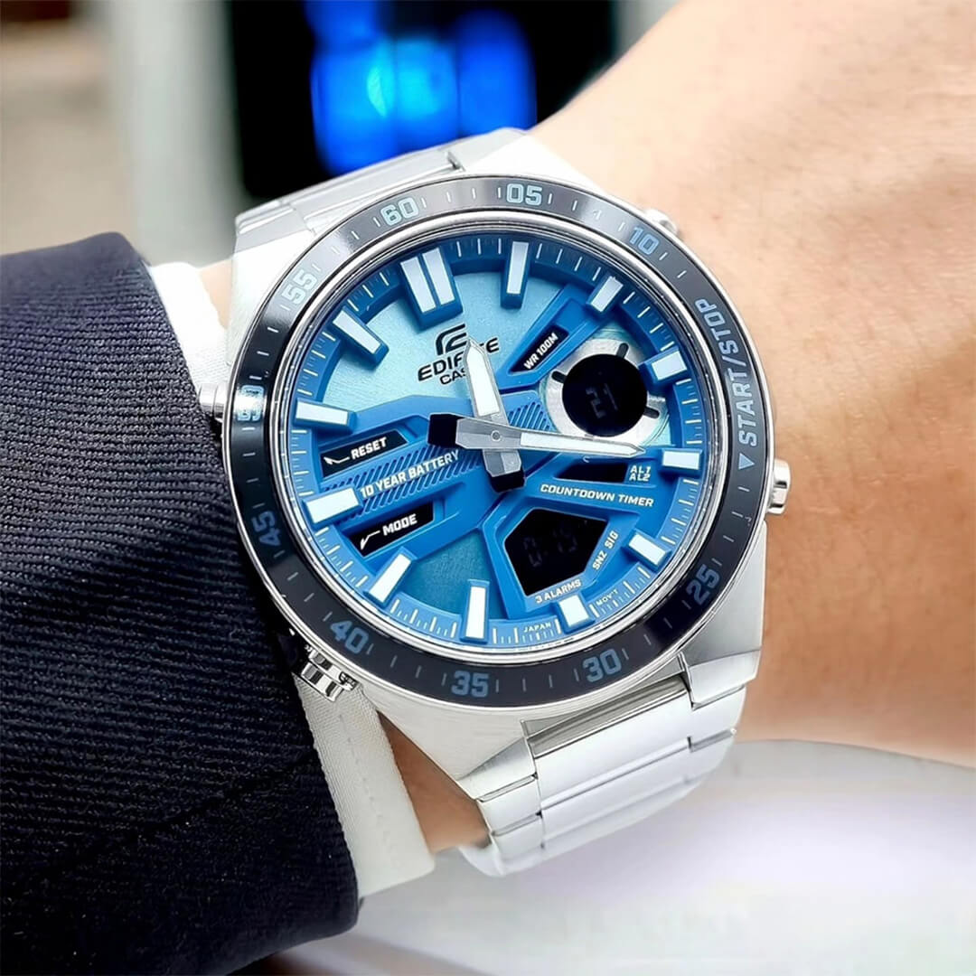 Reloj Edifice EFV-C110D-2B Hombre Acero Plateado