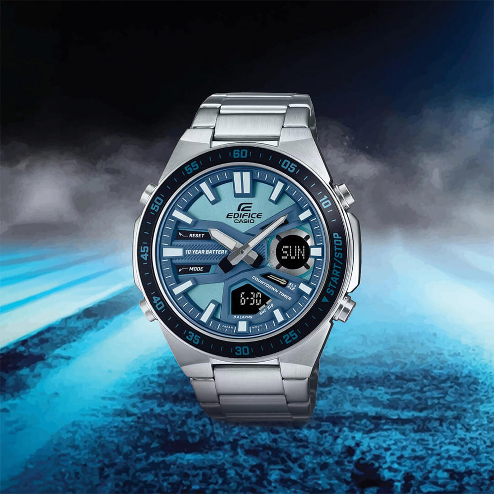 Reloj Edifice EFV-C110D-2B Hombre Acero Plateado