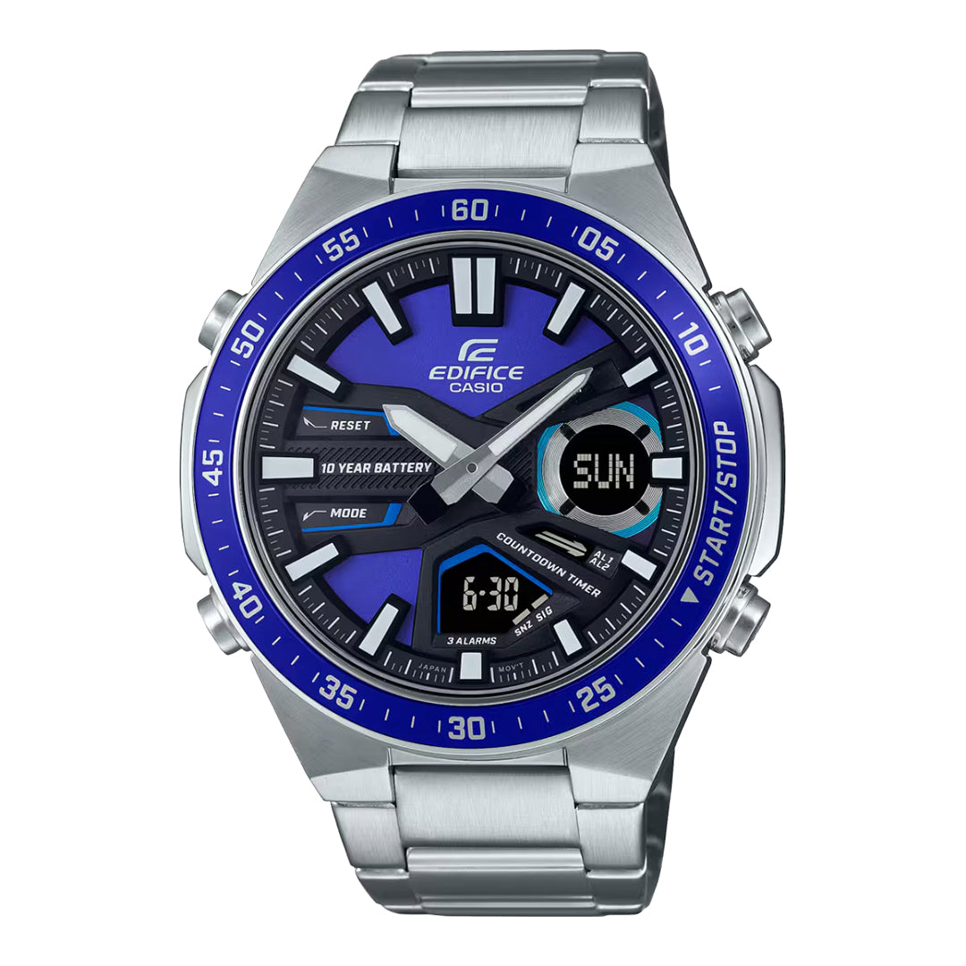 Reloj Edifice EFV-C110D-2A Hombre Acero Plateado y Azul