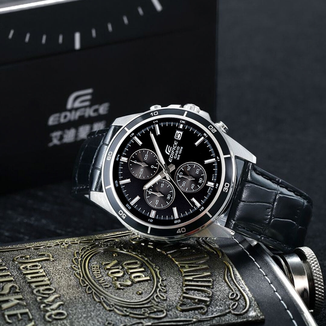 Reloj Edifice EFR-526L-1A Hombre Cuero Negro
