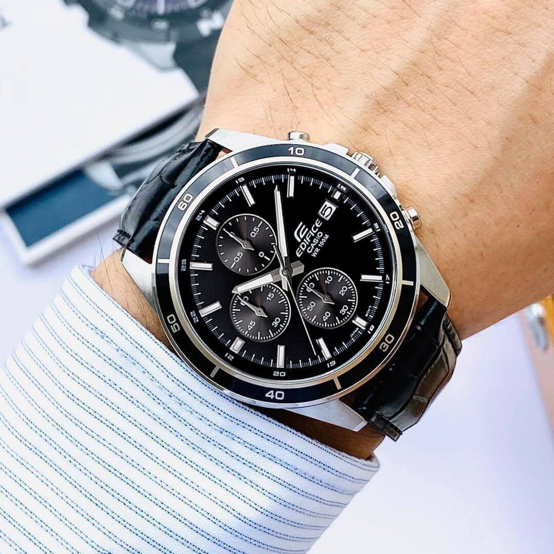 Reloj Edifice EFR-526L-1A Hombre Cuero Negro