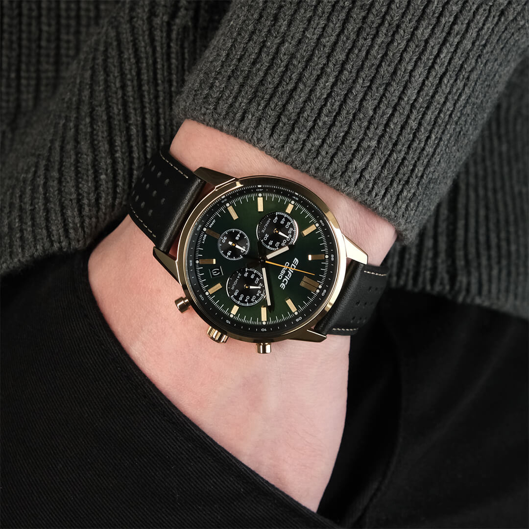 Reloj Edifice EFR-575CL-3A Hombre Cuero Negro