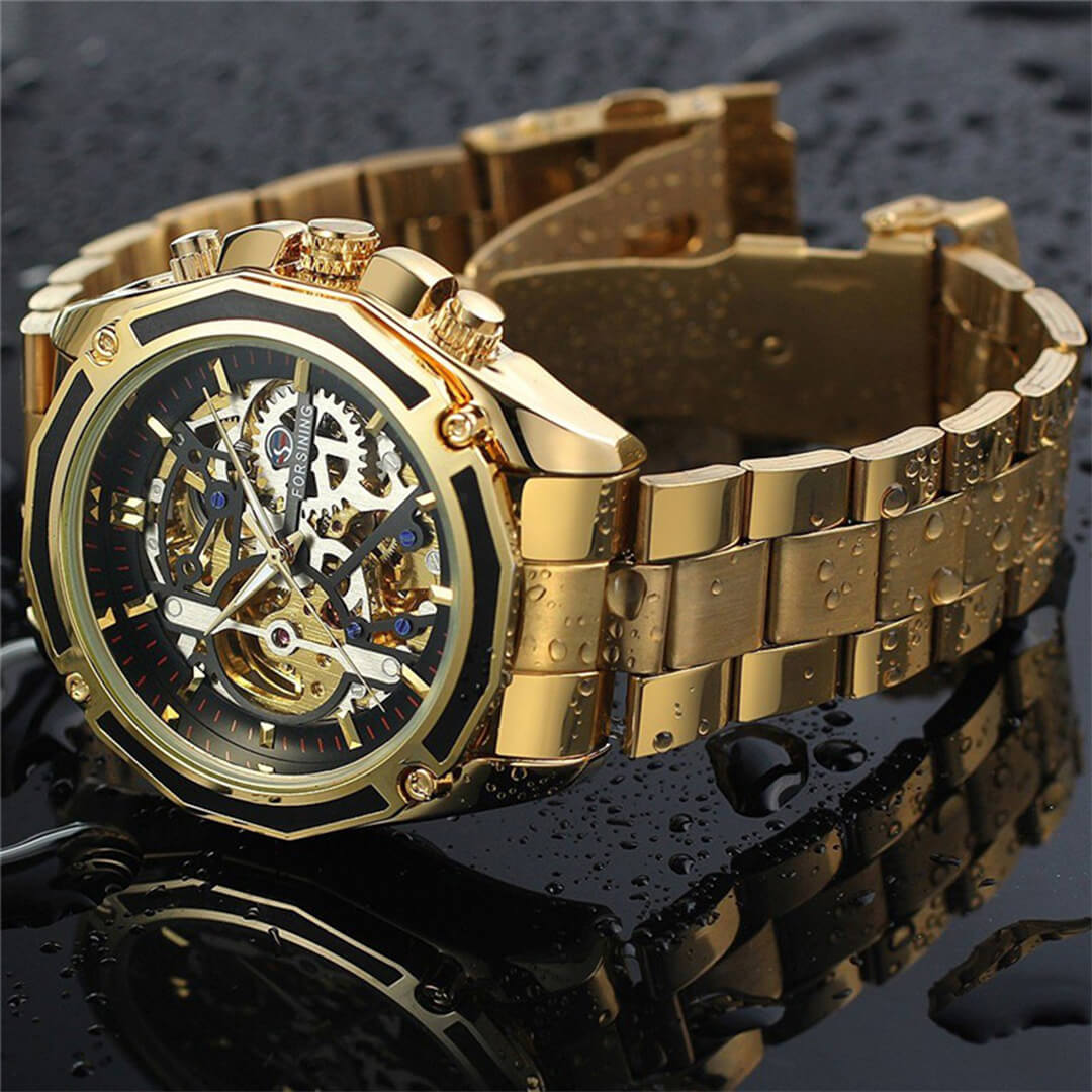 Reloj Forsining Hombre Automático Dorado | FOR-55