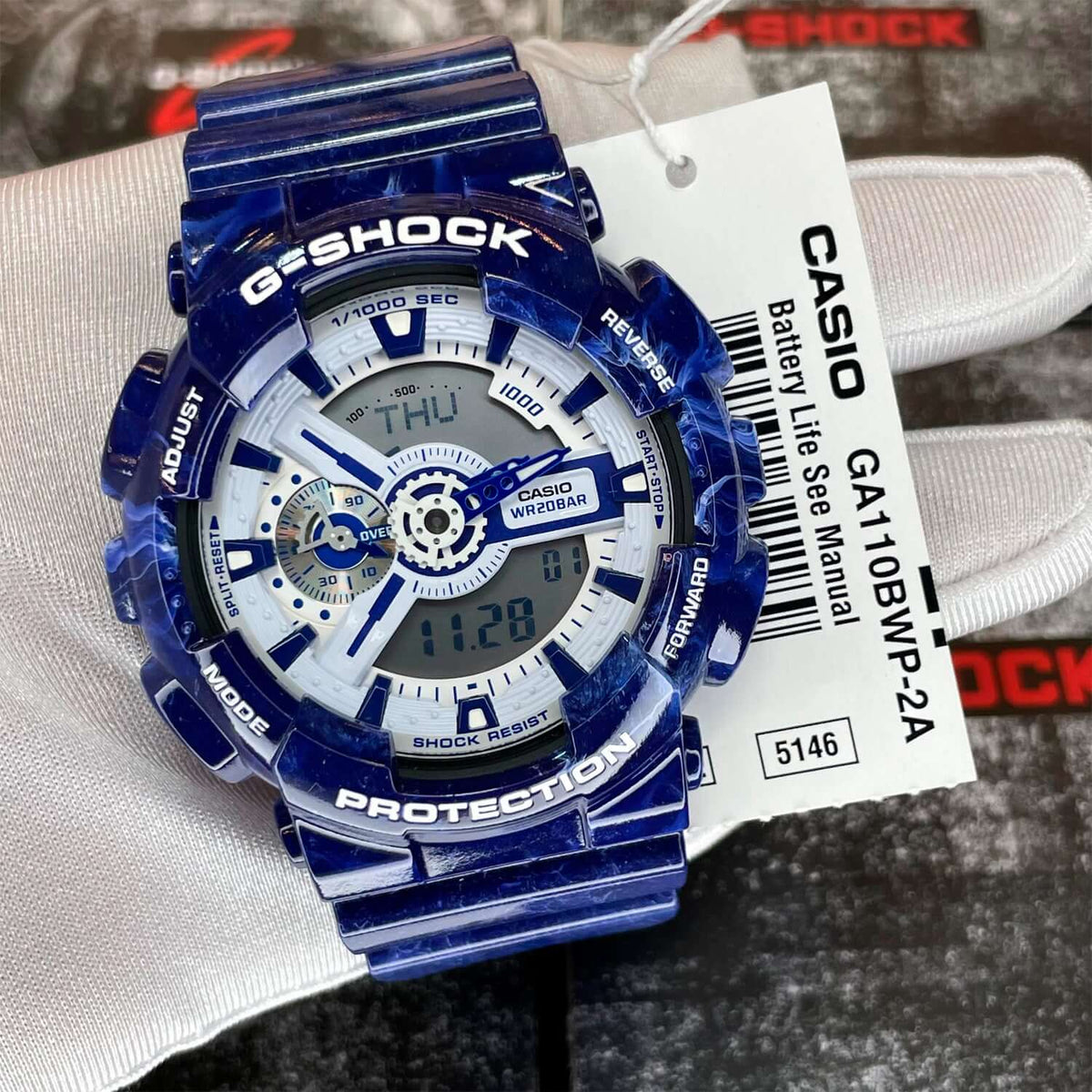 Reloj G-Shock GA-110BWP-2A Hombre Resina Azul | G-SK-167