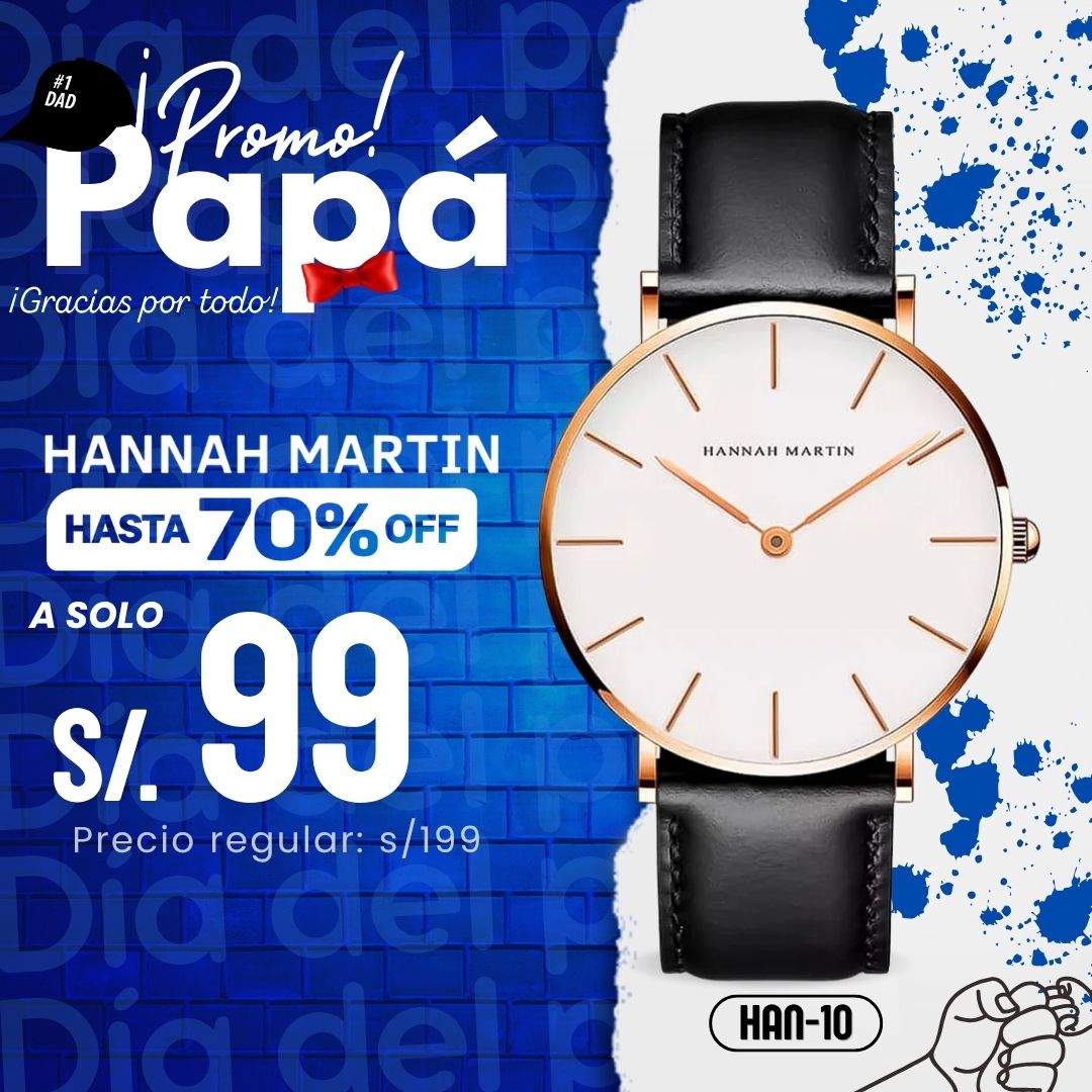 Reloj Hannah Martin HAN-10 Hombre Cuero Negro