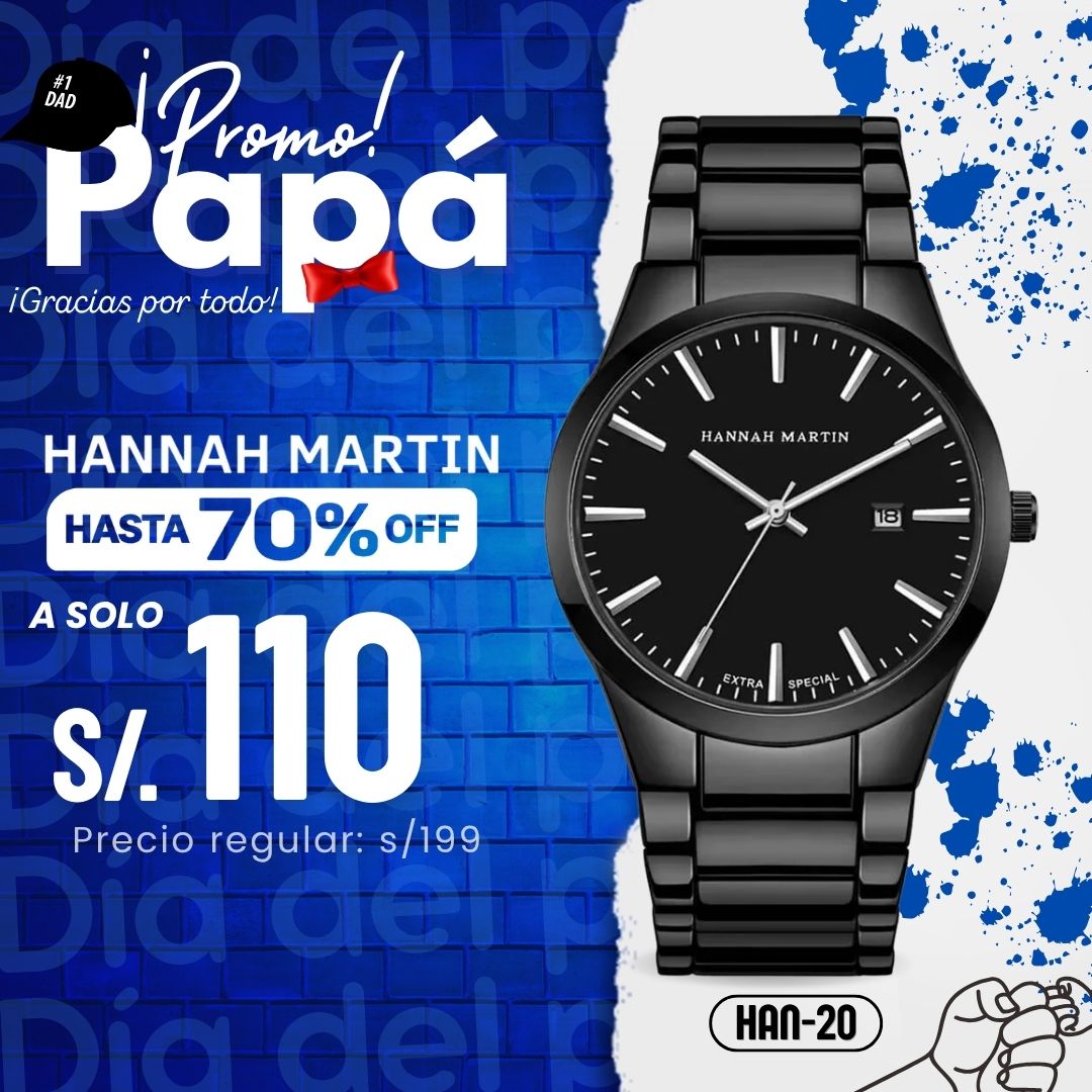 Reloj Hannah Martin HAN-20 Hombre Acero Negro