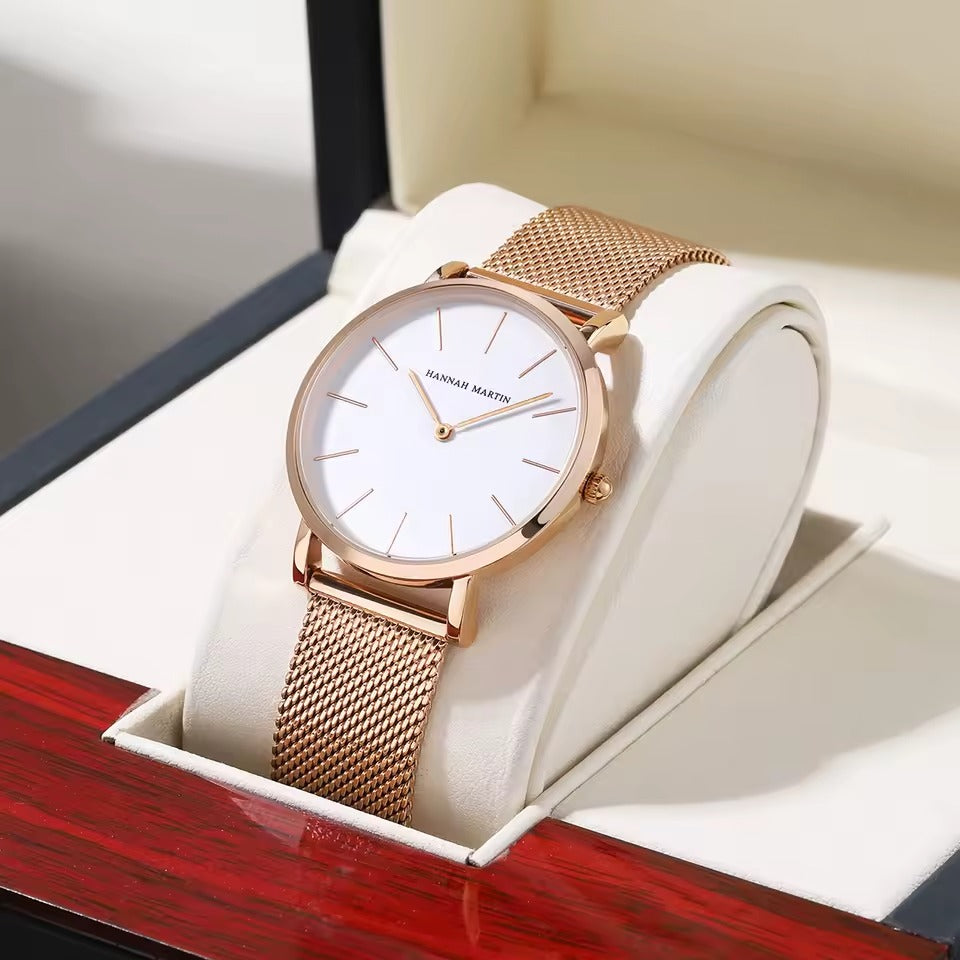 Reloj Hannah Martin Mujer Acero Oro Rosa | HAN-M-24