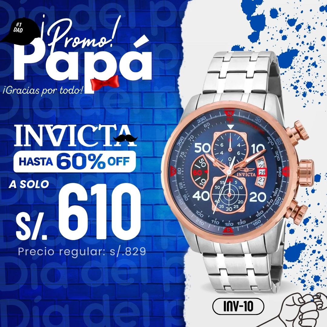 Reloj Invicta Aviator 17203 Hombre Acero Plateado