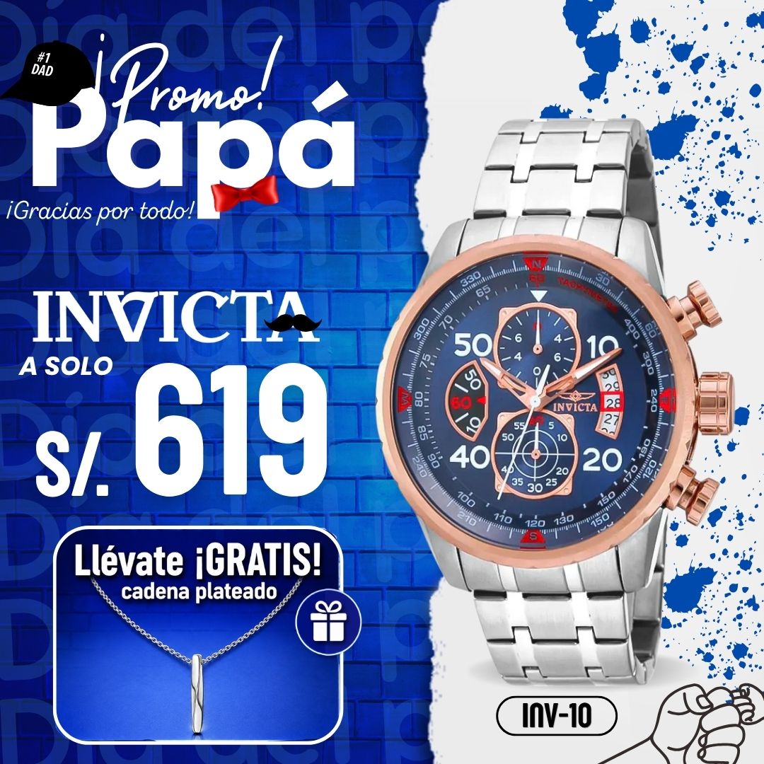 Reloj Invicta Aviator 17203 Hombre Acero Plateado
