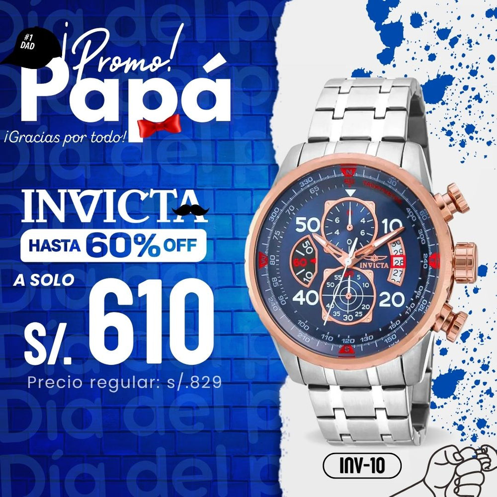 Reloj Invicta Aviator 17203 Hombre Acero Plateado