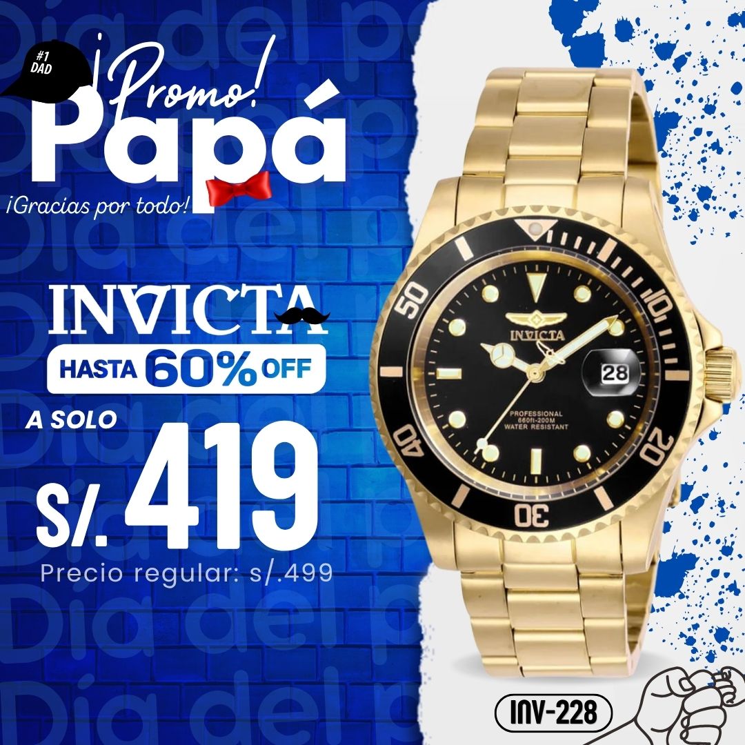 Reloj Invicta Pro Diver 26975 Hombre Acero Dorado