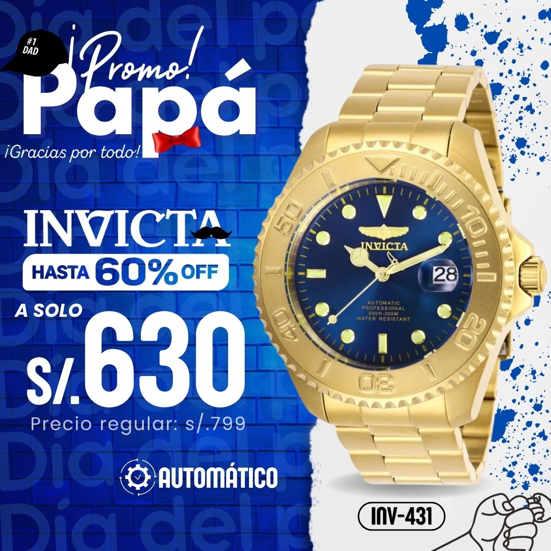 Reloj Invicta Pro Diver 28951 Hombre Automático Dorado