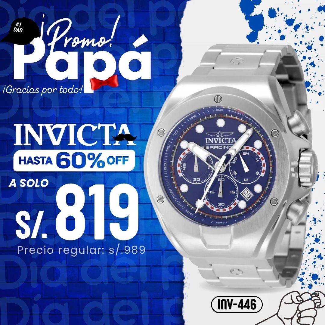 Reloj Invicta Racing 47745 Hombre Acero Plateado