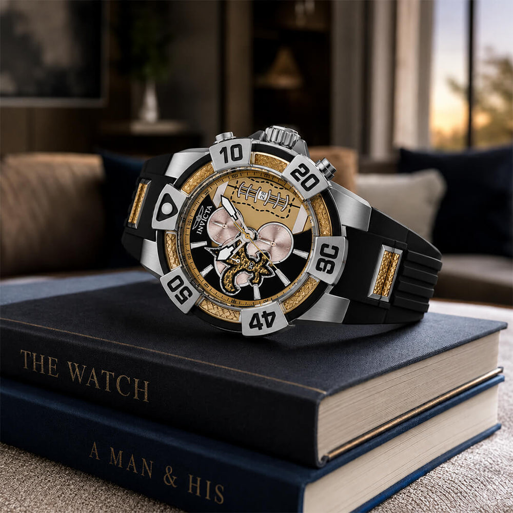 Reloj Invicta NFL New Orleans Saints 41586 Hombre Silicona Negro