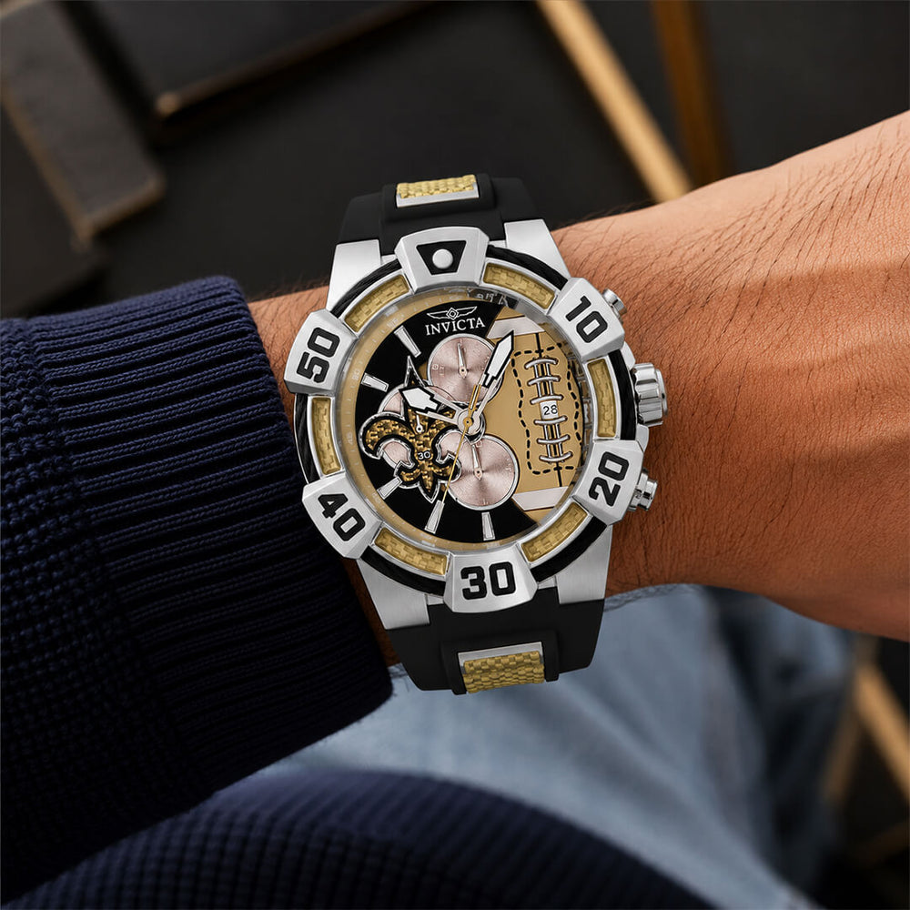 Reloj Invicta NFL New Orleans Saints 41586 Hombre Silicona Negro