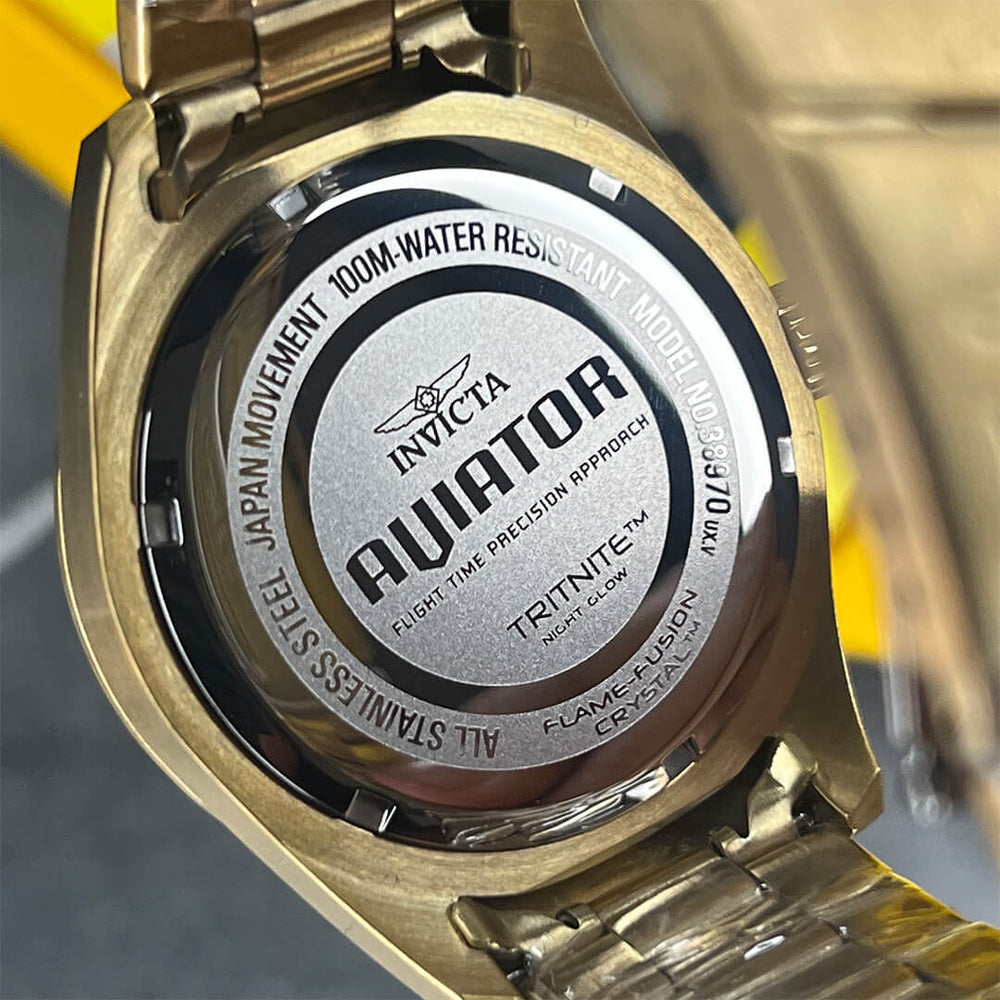 Reloj Invicta Aviator 38970 Hombre Acero Dorado