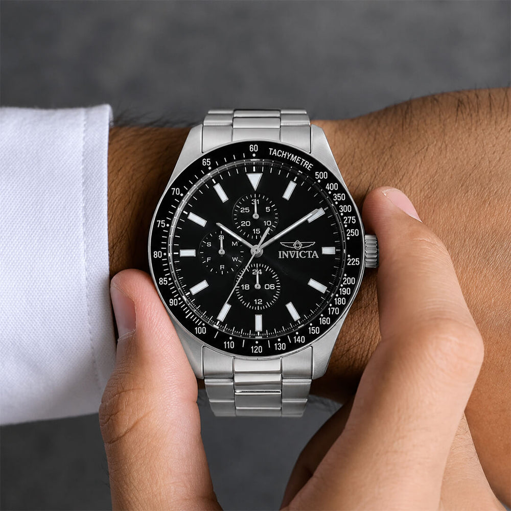 Reloj Invicta Aviator 38966 Hombre Acero Plateado