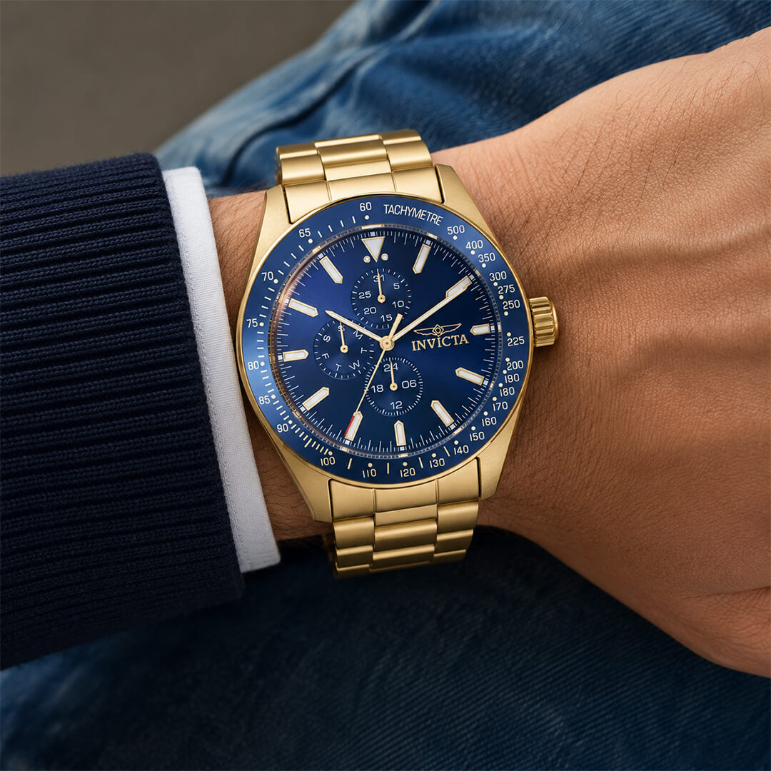Reloj Invicta Aviator 38967 Hombre Acero Dorado | INV-405