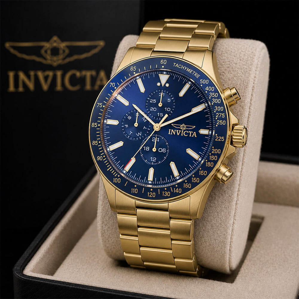Reloj Invicta Aviator 38967 Hombre Acero Dorado