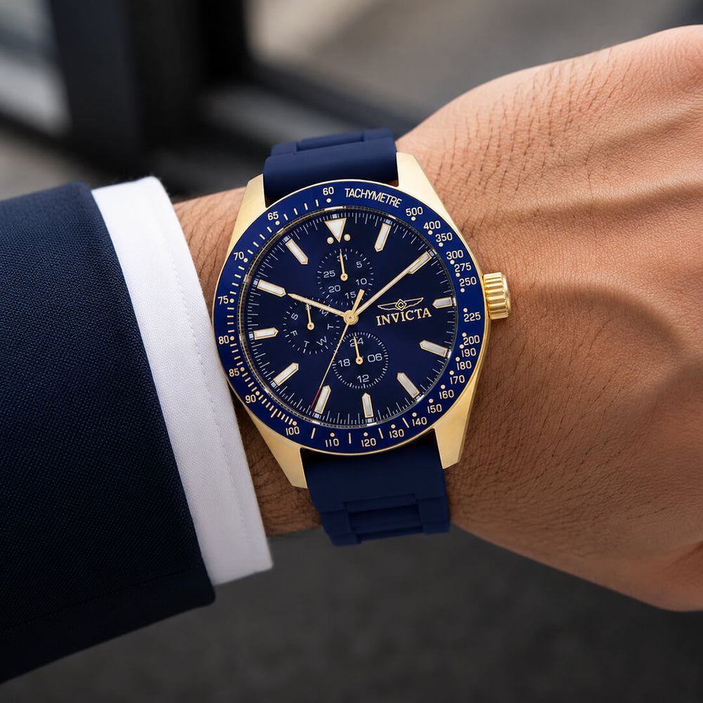 Reloj Invicta Aviator 38403 Hombre Azul y Dorado