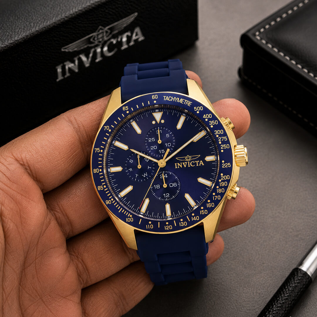 Reloj Invicta Aviator 38403 Hombre Azul y Dorado