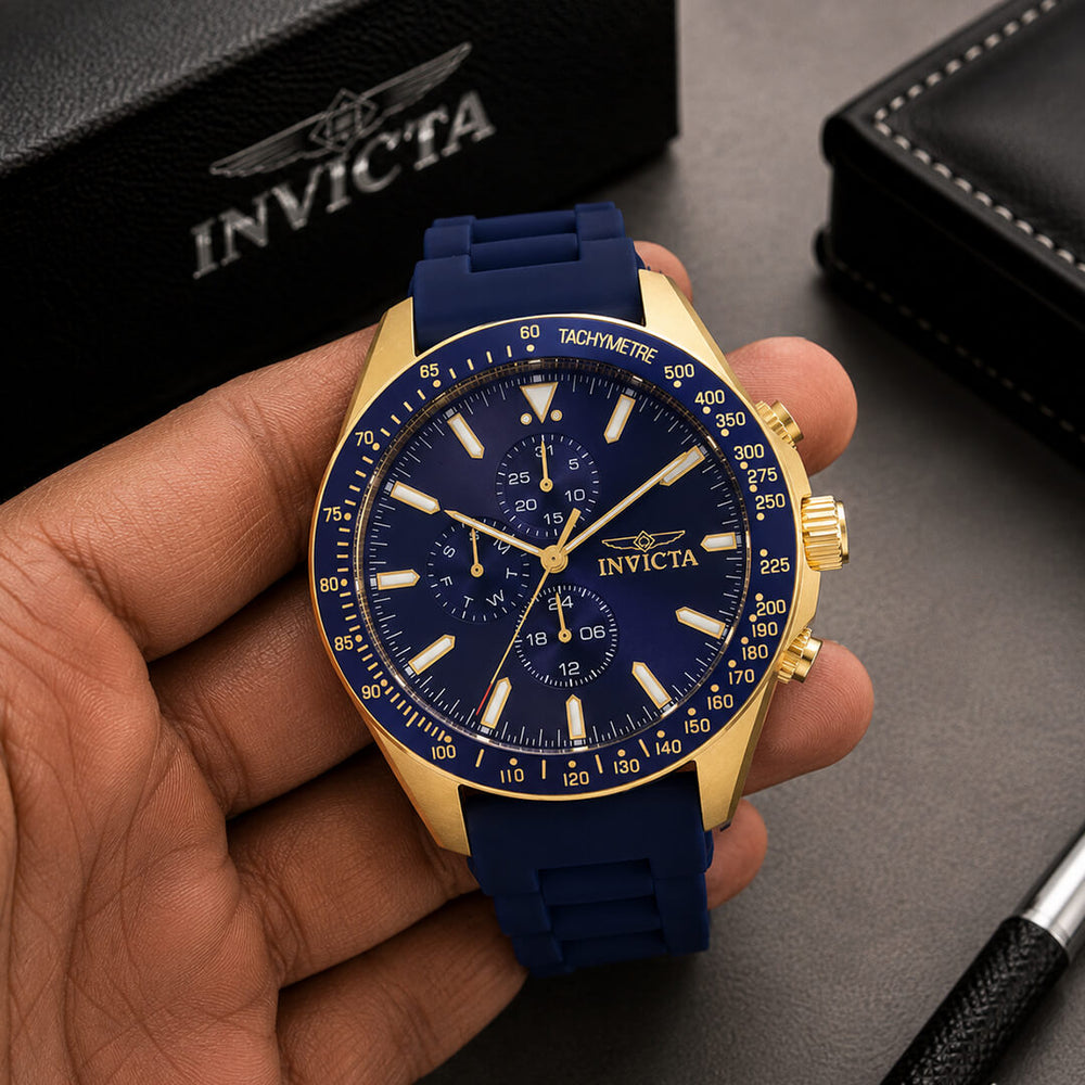 Reloj Invicta Aviator 38403 Hombre Azul y Dorado
