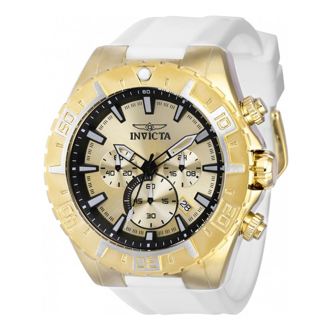 Reloj Invicta Aviator 37636 Hombre Blanco y Dorado