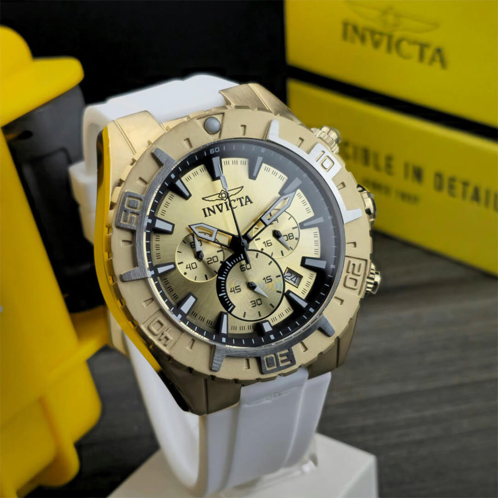 Reloj Invicta Aviator 37636 Hombre Silicona Blanco