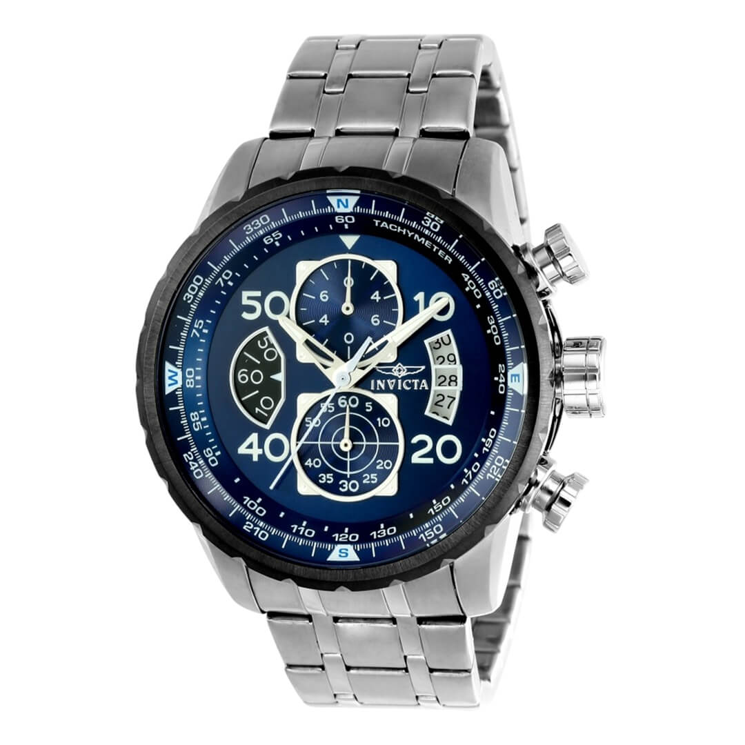 Reloj Invicta Aviator 22970 Hombre Acero Plateado
