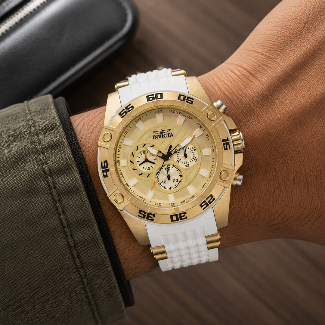 Reloj Invicta Speedway 25510 Hombre Blanco y Dorado