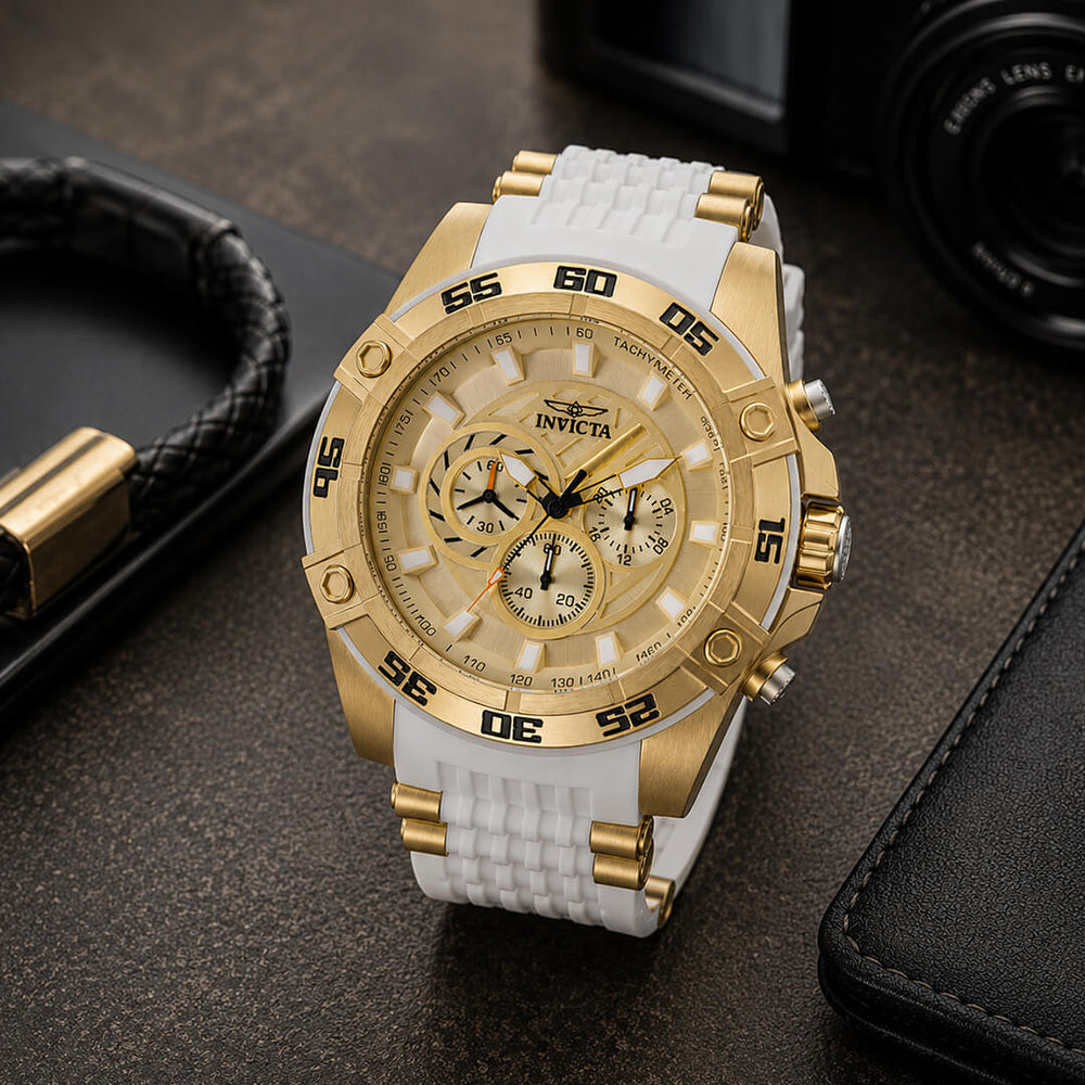 Reloj Invicta Speedway 25510 Hombre Blanco y Dorado
