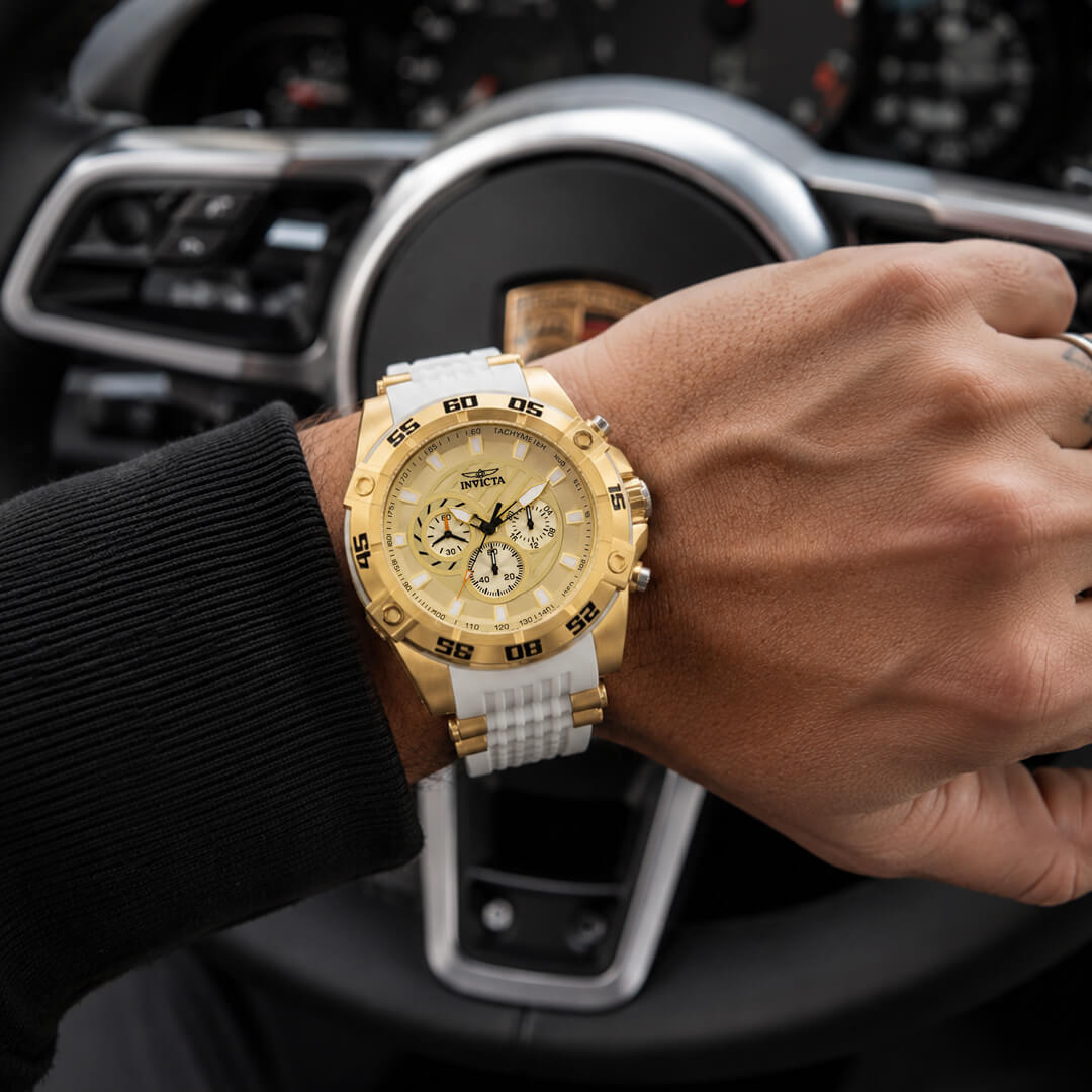 Reloj Invicta Speedway 25510 Hombre Blanco y Dorado