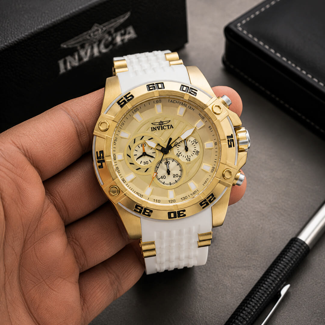 Reloj Invicta Speedway 25510 Hombre Blanco y Dorado