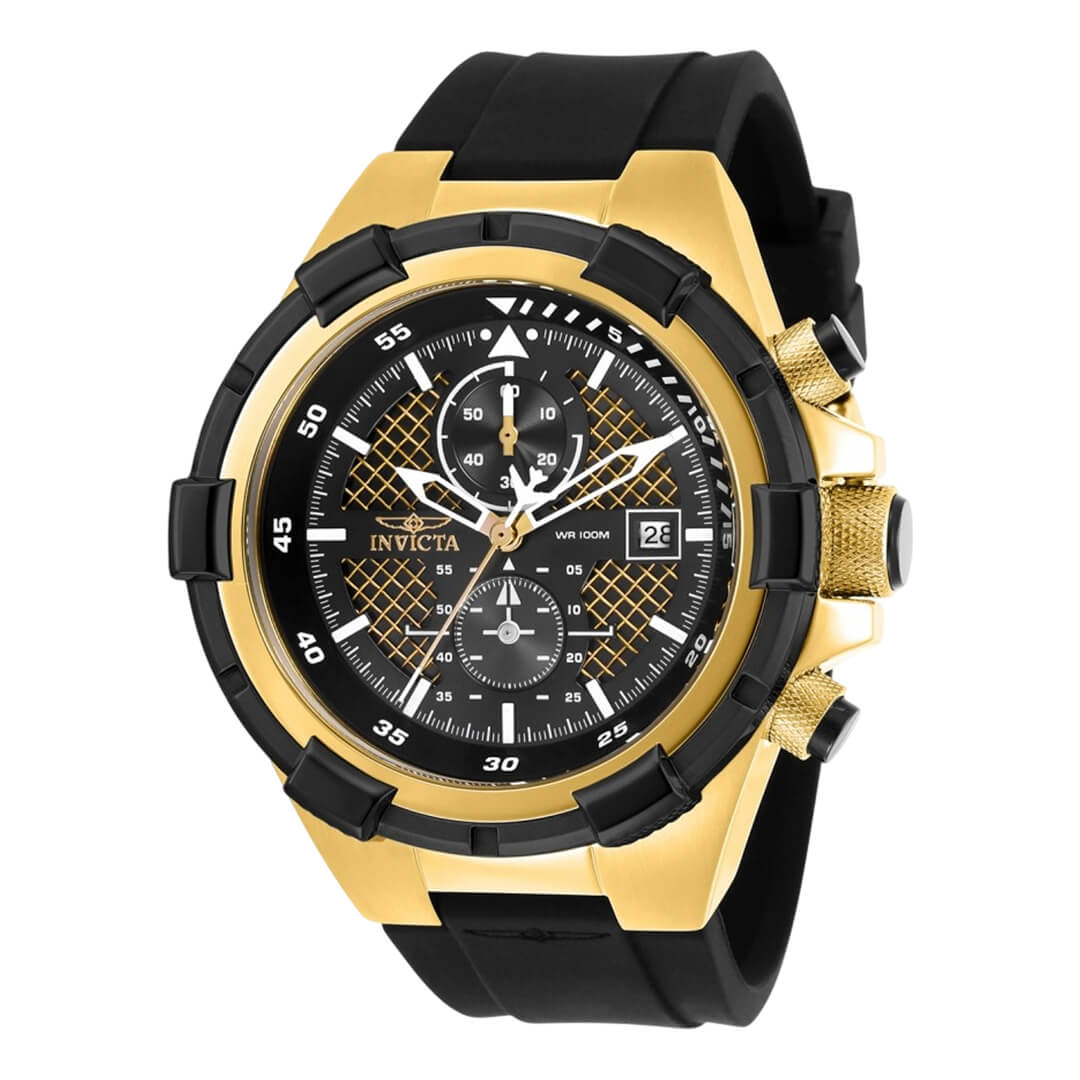 Reloj Invicta Aviator 28100 Hombre Negro y Dorado