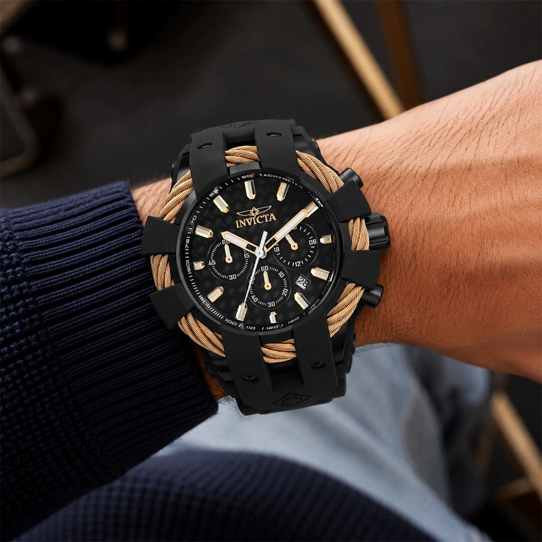 Reloj Invicta Bolt 23867 Hombre Negro y Oro Rosa
