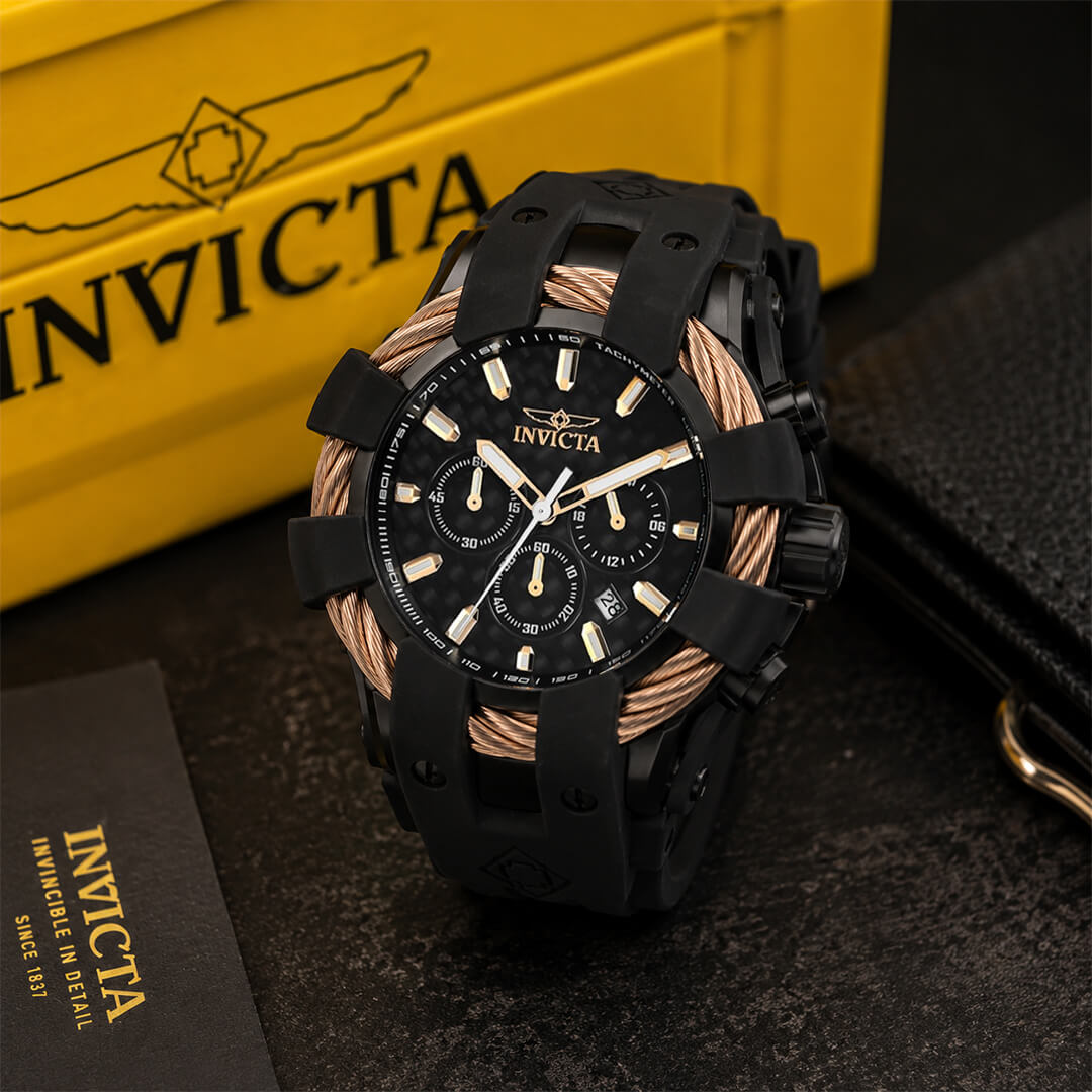 Reloj Invicta Bolt 23867 Hombre Negro y Oro Rosa