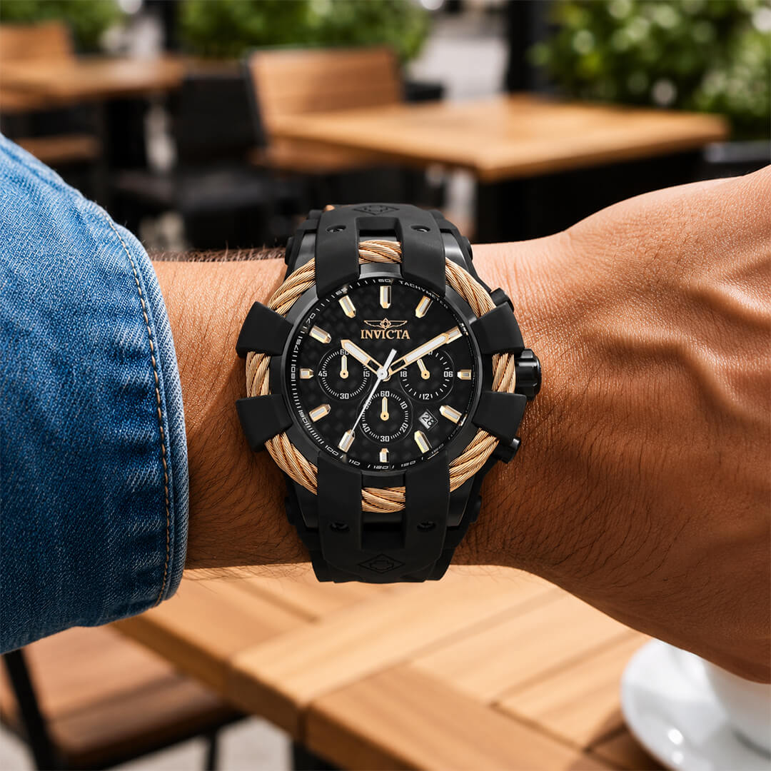 Reloj Invicta Bolt 23867 Hombre Negro y Oro Rosa