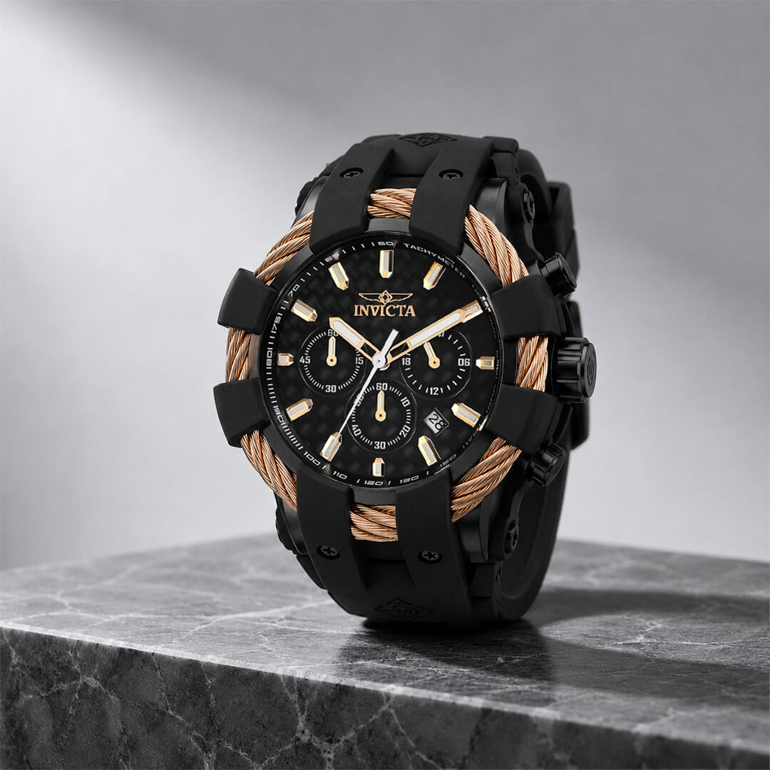 Reloj Invicta Bolt 23867 Hombre Negro y Oro Rosa