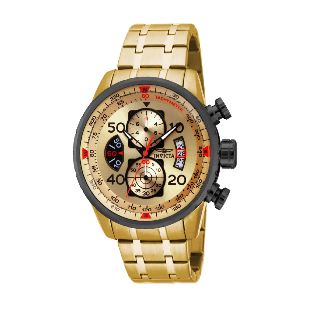 Reloj Invicta Aviator 17205 Hombre Acero Dorado