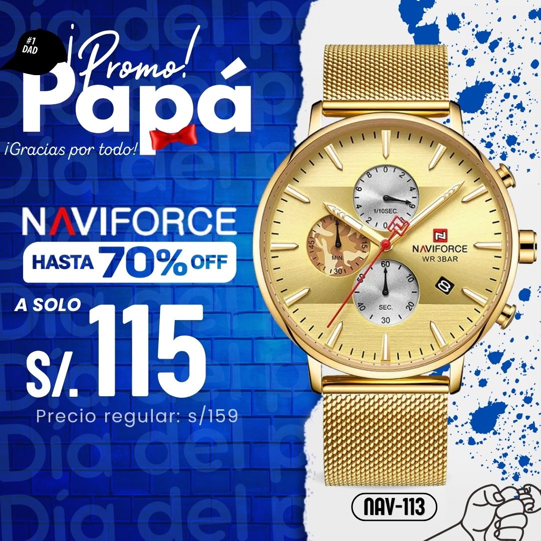 Reloj Naviforce NAV-113 Hombre Acero Dorado
