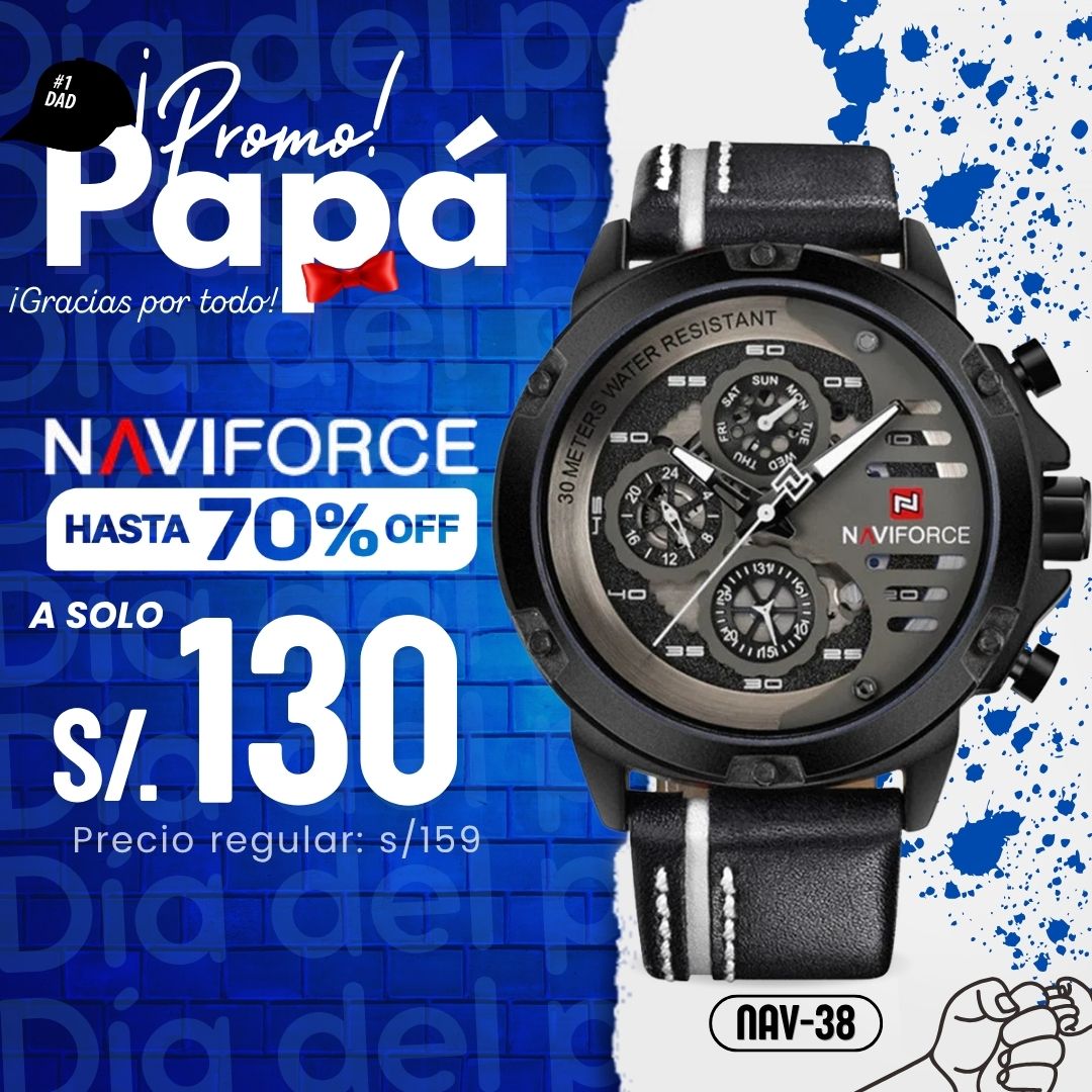 Reloj Naviforce NAV-38 Hombre Cuero Negro