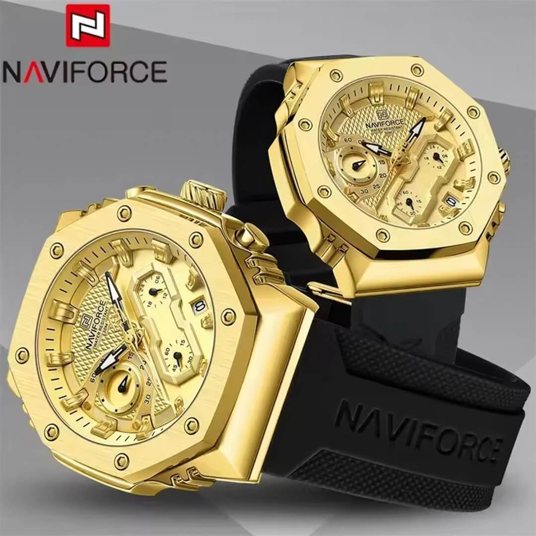Reloj Naviforce Hombre Deportivo Dorado | NAV-126