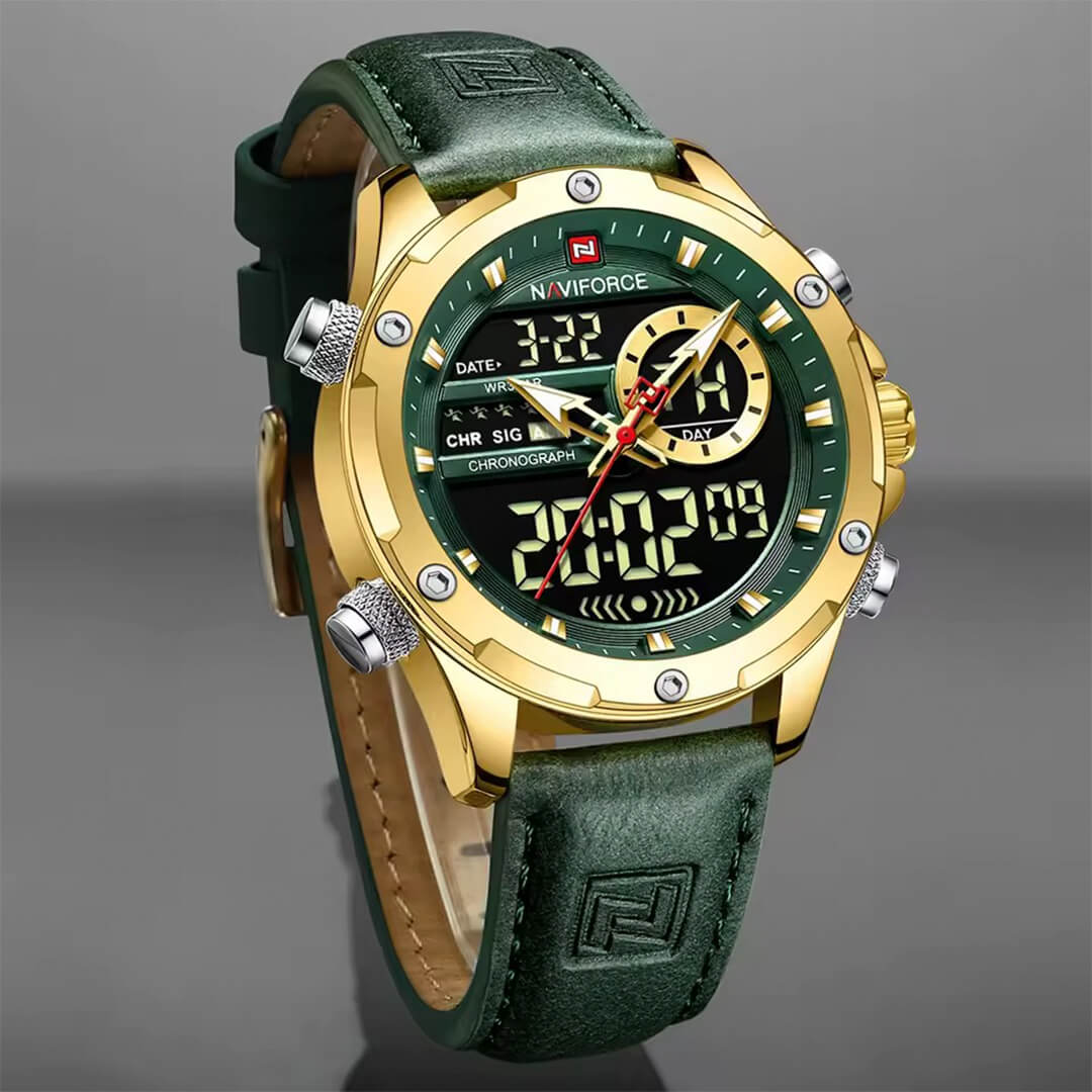 Reloj Naviforce Hombre Cuero Verde | NAV-149