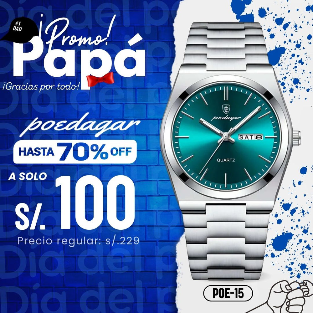 Reloj Poedagar POE-15 Hombre Acero Plateado