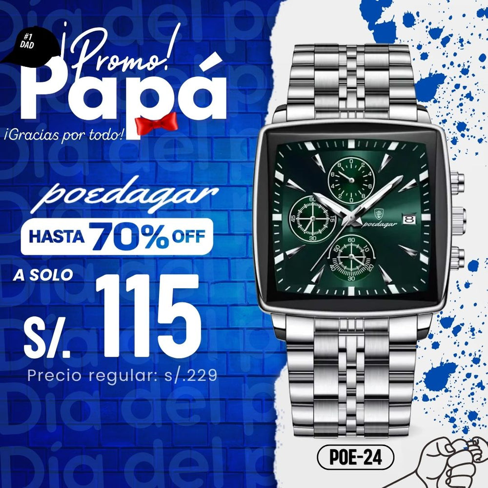 Reloj Poedagar POE-24 Hombre Acero Plateado